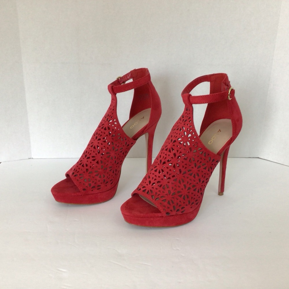 Aldo Red Suede Platform Stiletto Heels, 9
